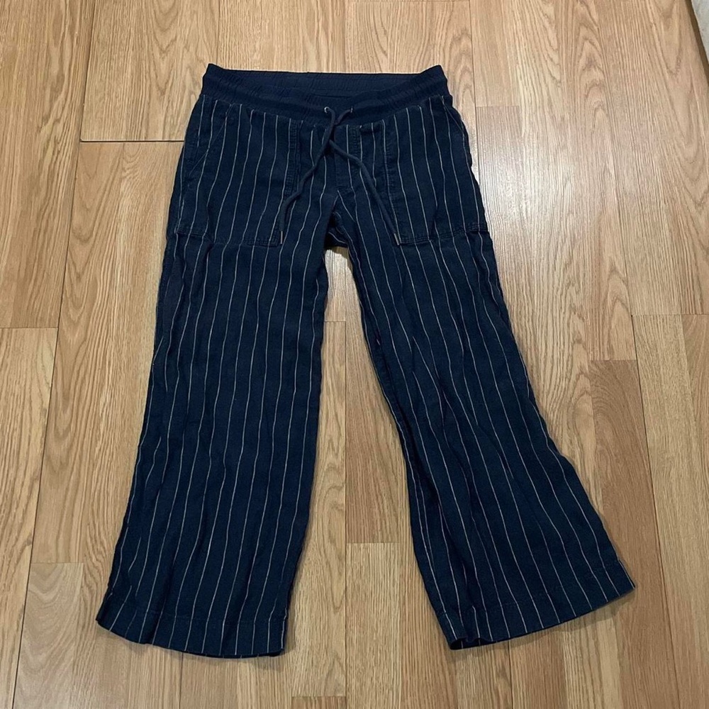 Athleta Womens 4 Pants Black Relaxed Wide Leg Pockets Drawstrings Gym Yoga